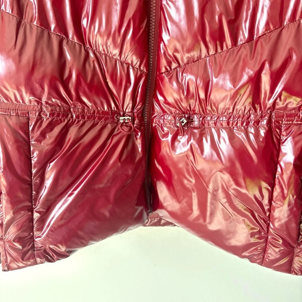 Alo Yoga Stunner Puffer Jacket Cranberry Red Winter Insulated Glossy Oversized